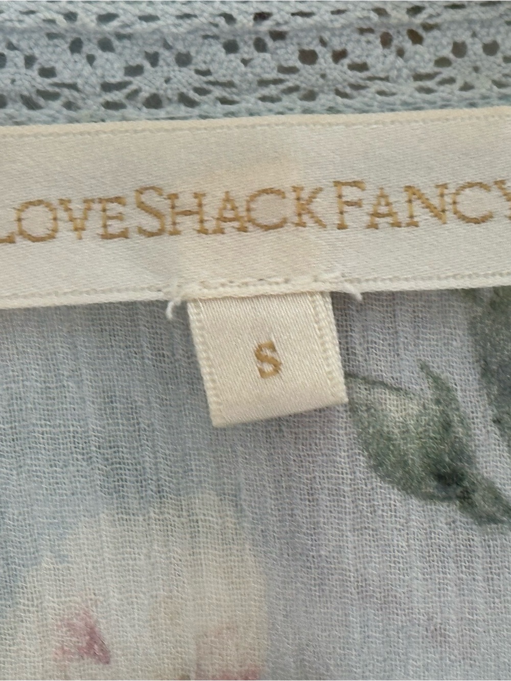 LoveShackFancy Blue Floral Tassel Peasant Blouse Size Small - Picture 3 of 4